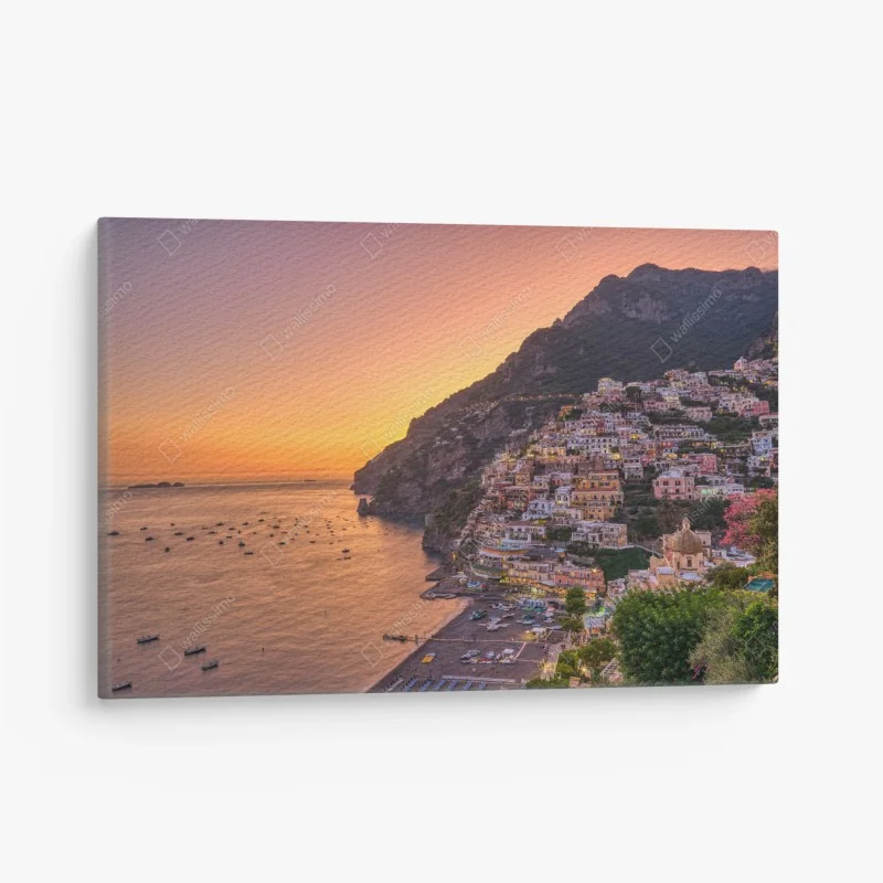 Obraz na płótnie zachód słońca nad Positano, Wybrzeże Amalfitańskie