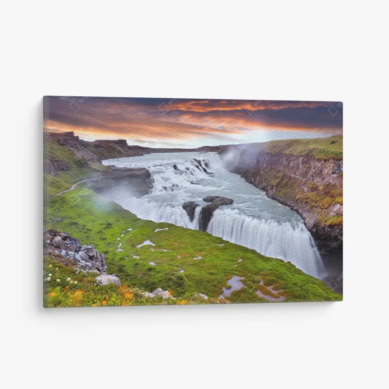 Obraz na płótnie panoramiczny widok wodospadu Gullfoss