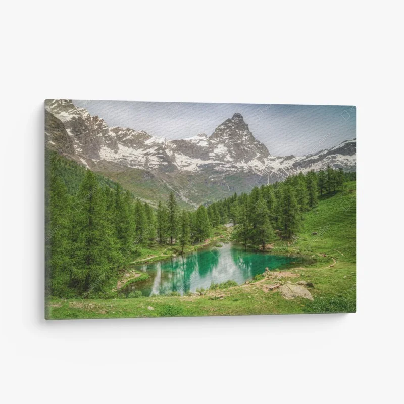 Obraz na płótnie błękitne jezioro przy Cervinia