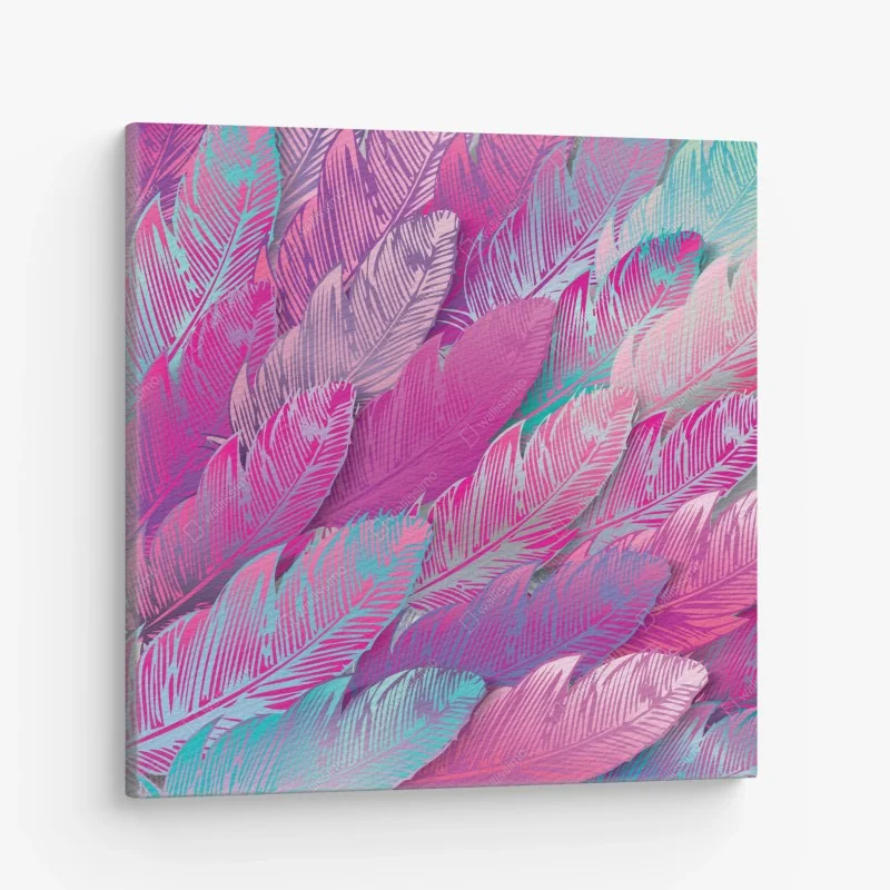 Obraz na płótnie iryzujący różowy wzór piór