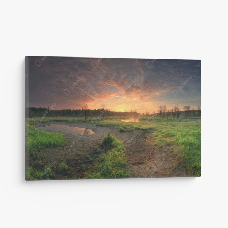 Obraz na płótnie zachód słońca nad spokojną łąką – Wallissimo®