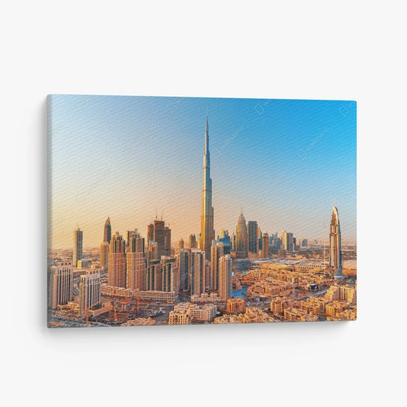 Obraz na płótnie panorama Dubaju o złotej godzinie