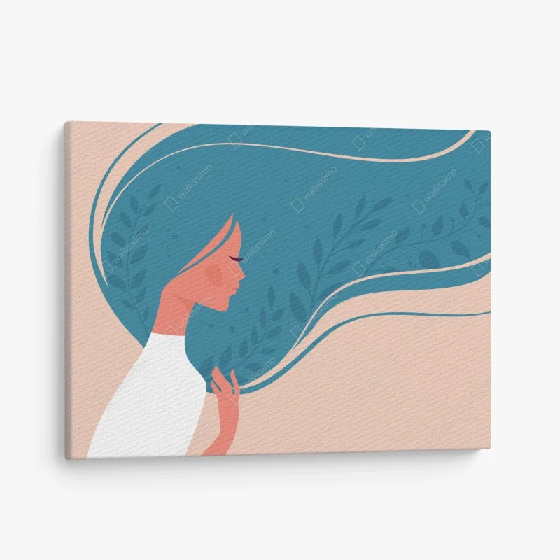 Obraz na płótnie spokojny kwiatowy profil z falującymi włosami