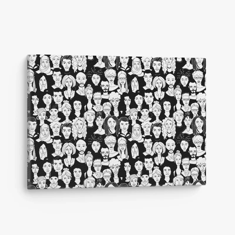 Obraz na płótnie wzór z różnorodnymi twarzami