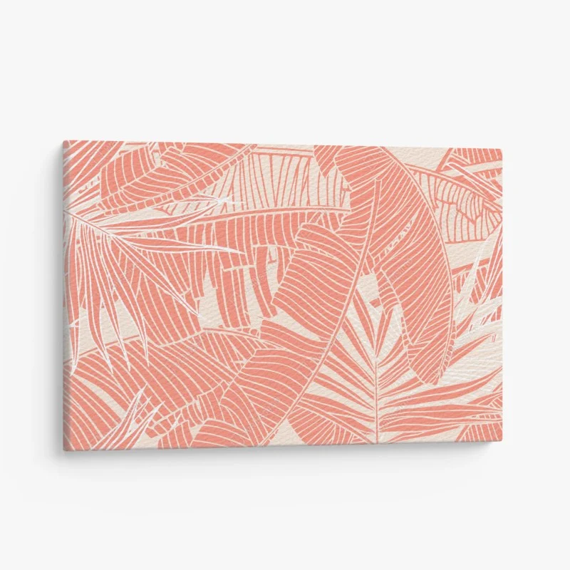 Obraz na płótnie koralowy wzór tropikalnych liści