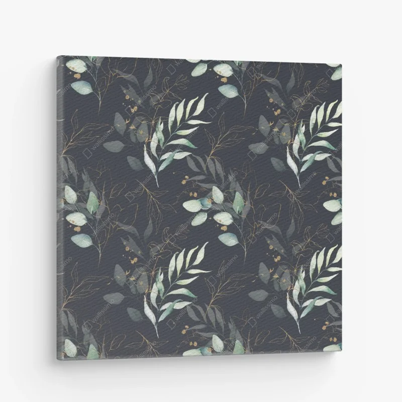 Obraz na płótnie akwarelowe liście eukaliptusa na ciemnym tle