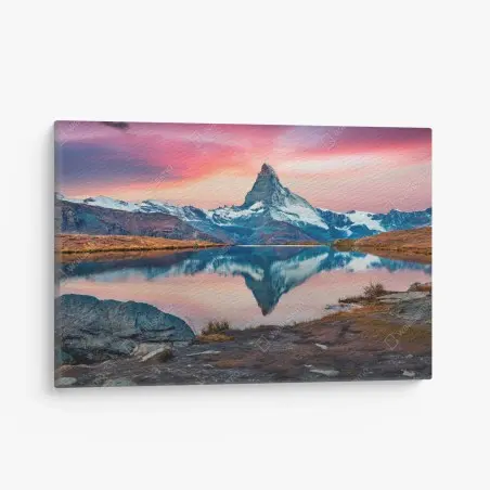 Obraz na płótnie majestatyczny Matterhorn odbity w Stellisee – Wallissimo®
