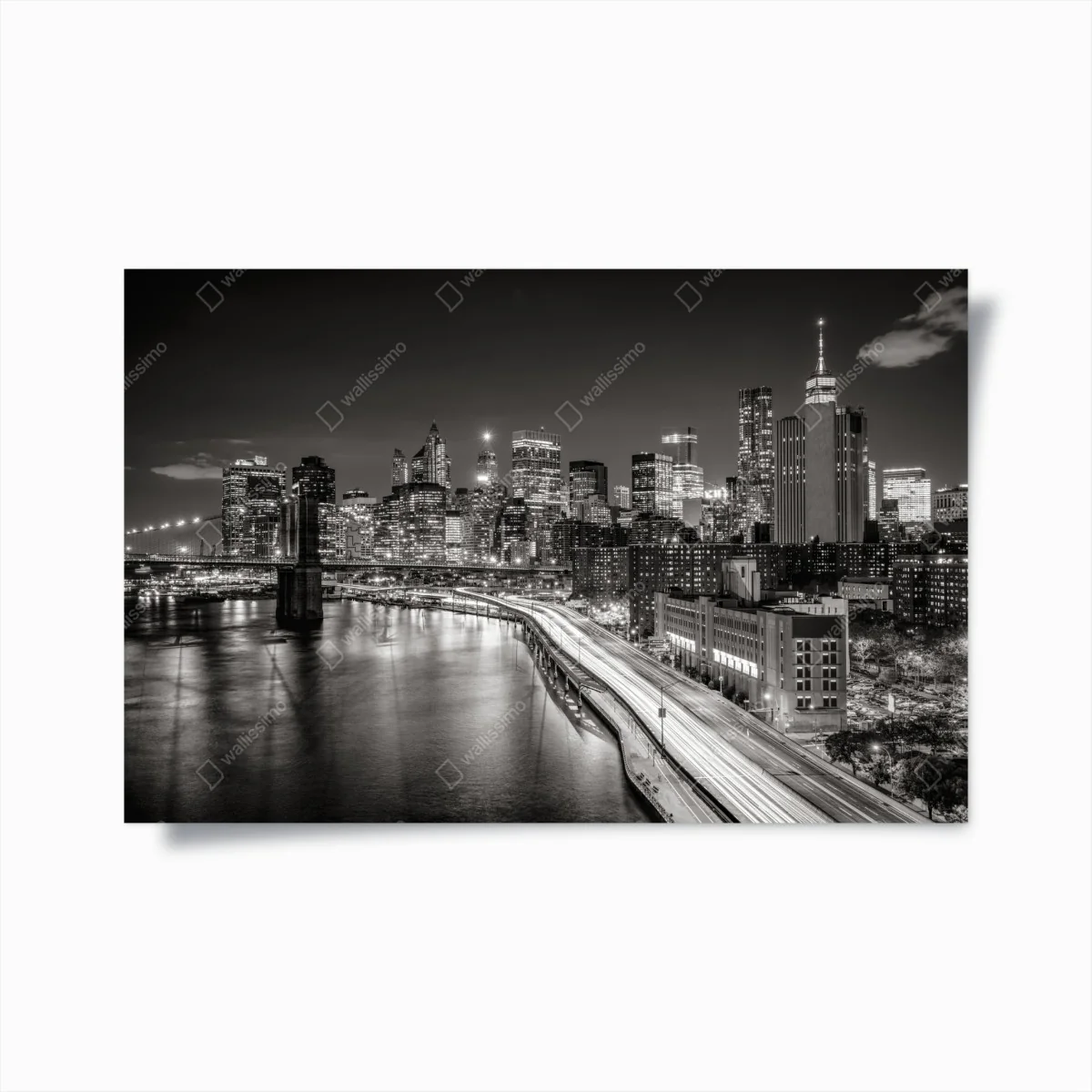 Plakat czarno-biała panorama miasta nocą – Wallissimo® Plakat czarno-biała panorama miasta nocą – Wallissimo®