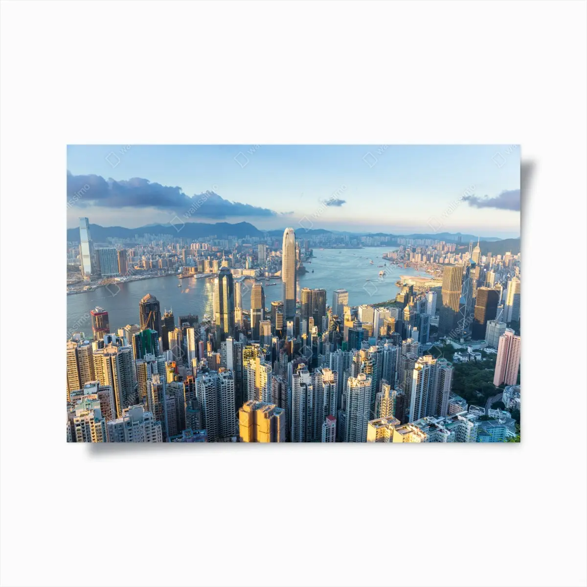 Plakat panorama Hongkongu o zachodzie słońca – Wallissimo®