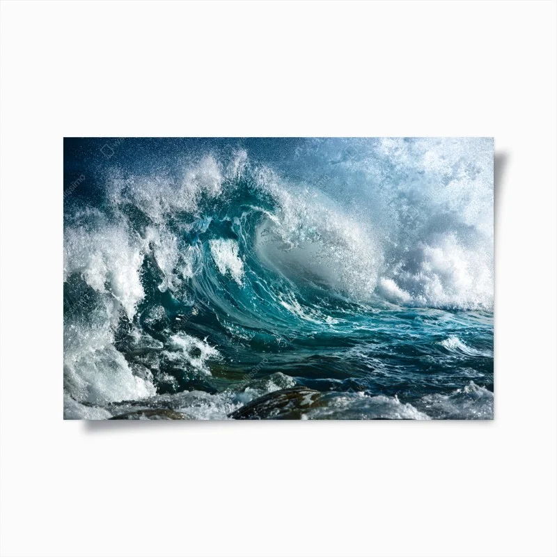 Plakat turkusowa fala oceanu w ruchu