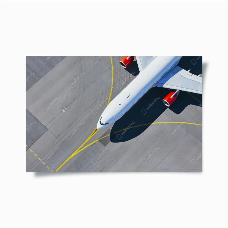 Plakat widok z lotu ptaka na samolot na płycie lotniska