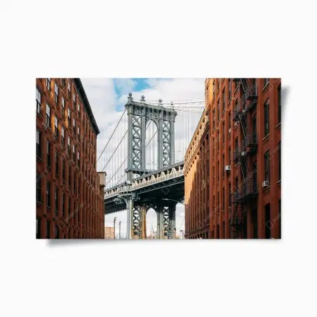 Plakat Brooklyn widok mostu między ceglanymi budynkami – Wallissimo®