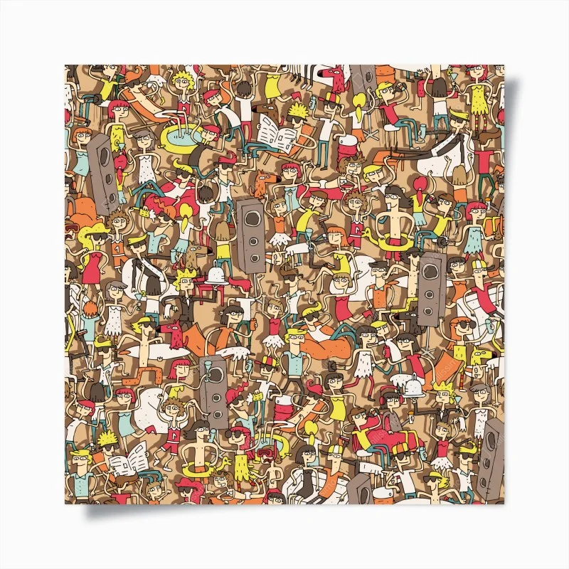 Plakat zabawny wzór tłumu na imprezie