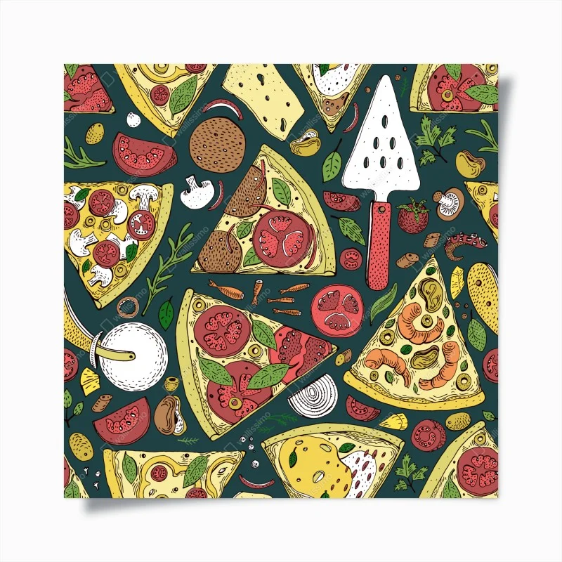 Plakat kolorowy wzór plasterków pizzy