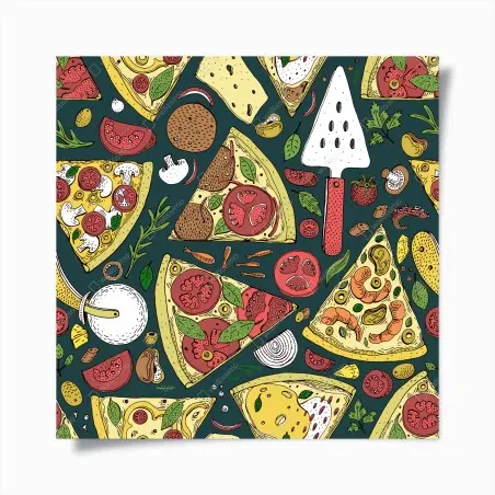 Plakat kolorowy wzór plasterków pizzy – Wallissimo®