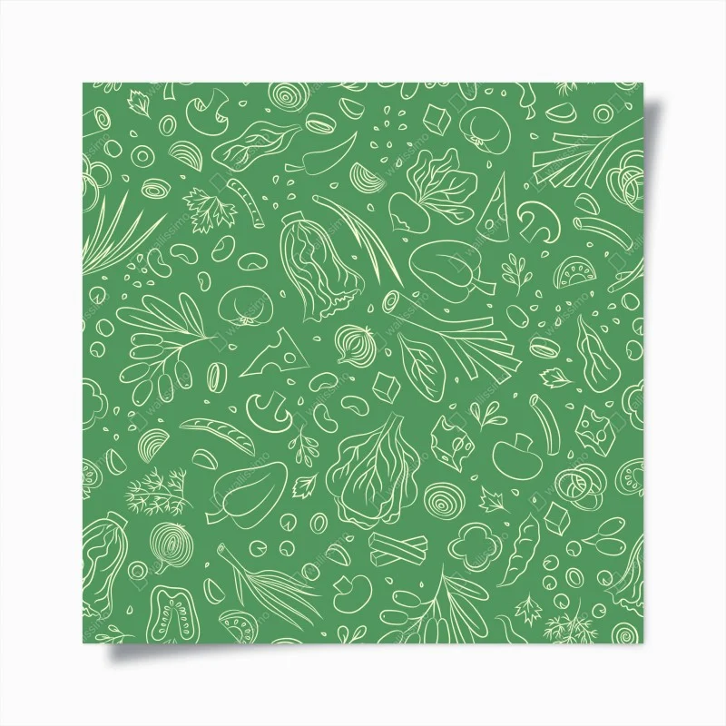 Plakat zielony wzór z warzywami