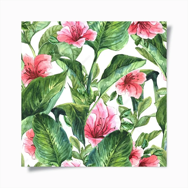 Plakat różowy akwarelowy motyw botaniczny