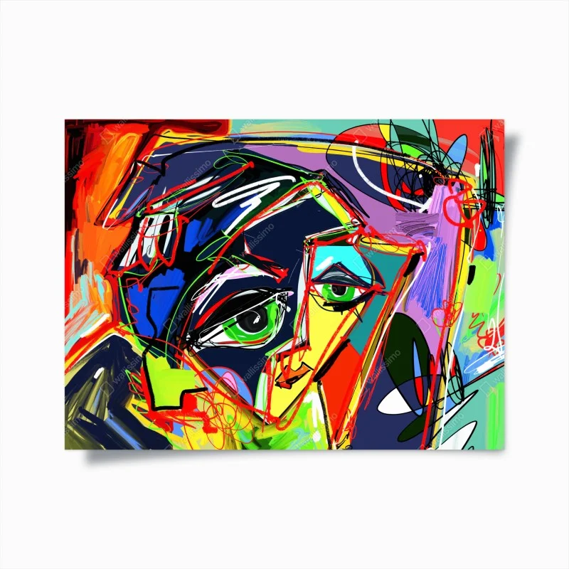 Plakat kolorowy abstrakcyjny portret twarzy