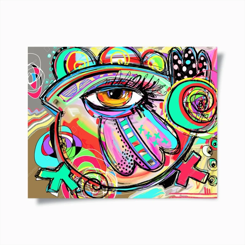 Plakat żywe abstrakcyjne oko w stylu pop art
