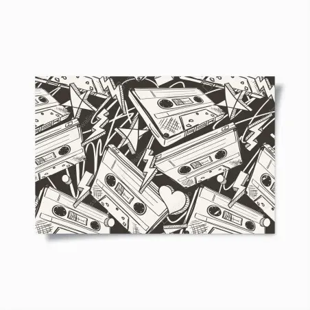 Plakat wzór kaset magnetofonowych w stylu retro – Wallissimo®