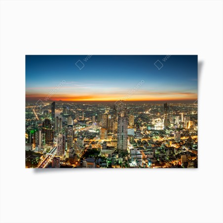Plakat panorama Bangkoku o zmierzchu – Wallissimo®