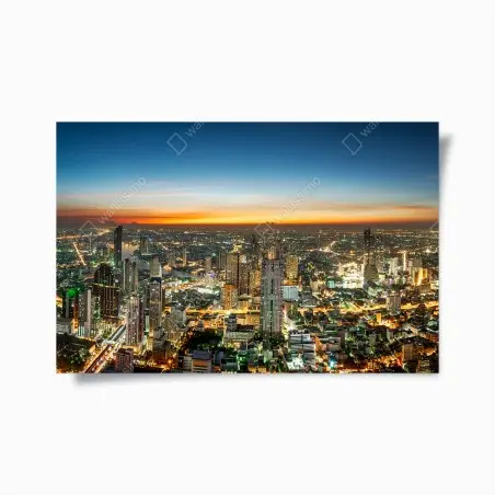 Plakat panorama Bangkoku o zmierzchu – Wallissimo®