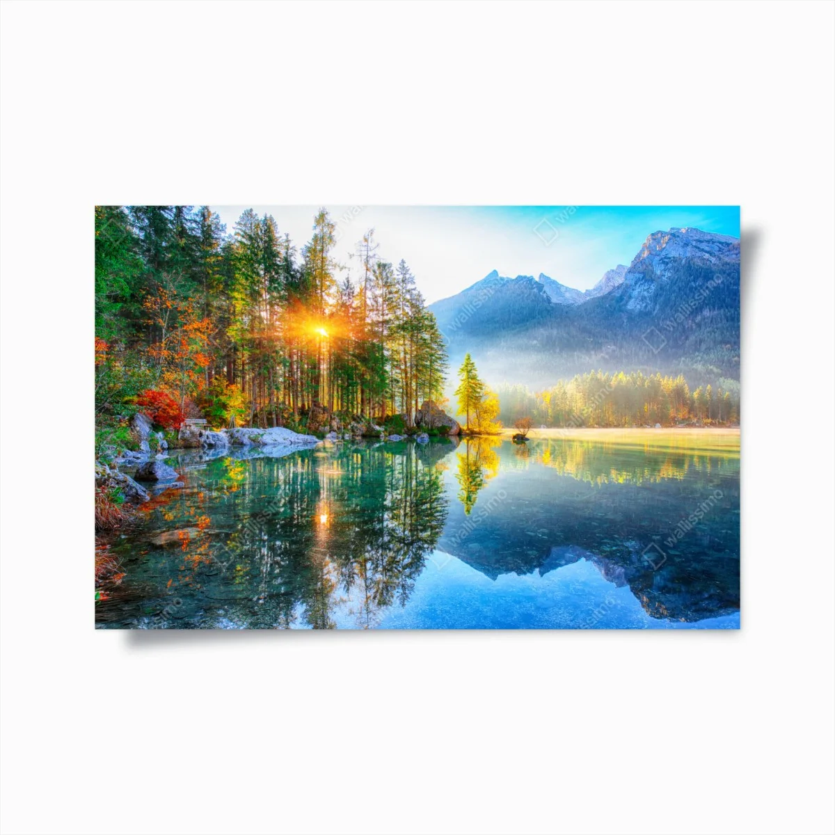 Plakat Hintersee jesienny wschód słońca nad turkusowym jeziorem – Wallissimo® Plakat Hintersee jesienny wschód słońca nad turkusowym jeziorem – Wallissimo®