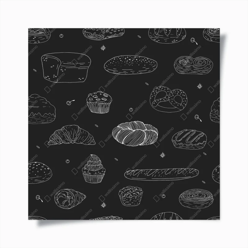Plakat wzór wypieków na czarnym tle
