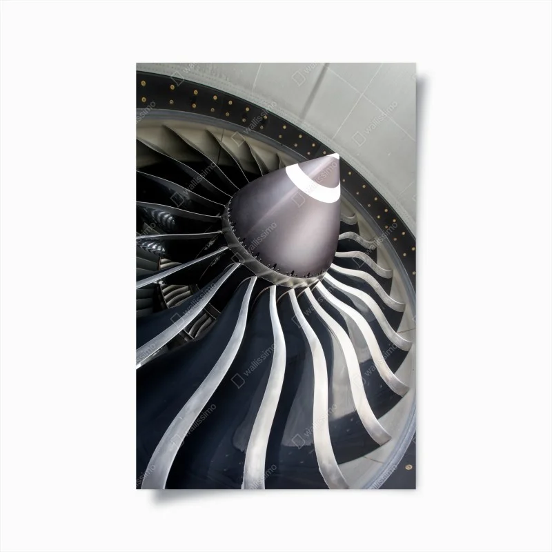 Plakat zbliżenie na turbinę silnika odrzutowego