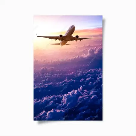Plakat lot o wschodzie słońca nad chmurami – Wallissimo®