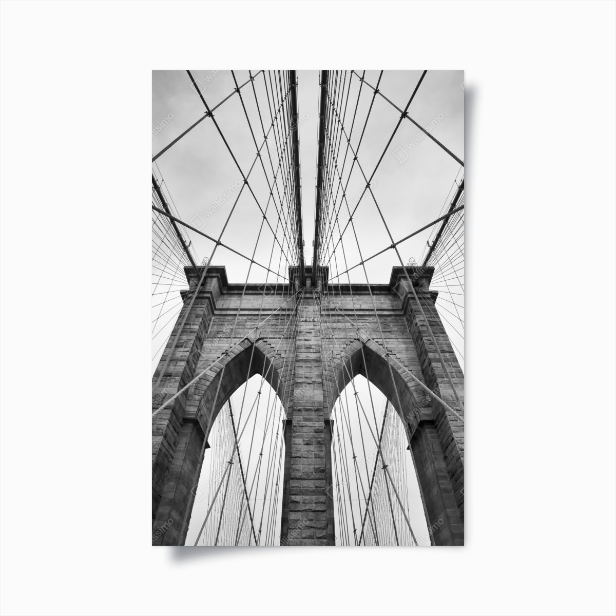 Plakat perspektywa Mostu Brooklyńskiego w monochromie – Wallissimo®