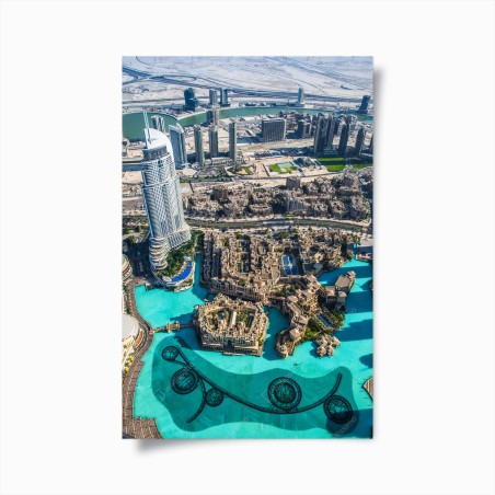 Plakat widok z lotu ptaka na Downtown Dubai – Wallissimo®