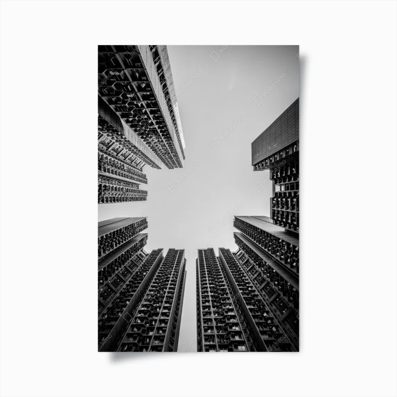 Plakat miejska perspektywa wieżowców