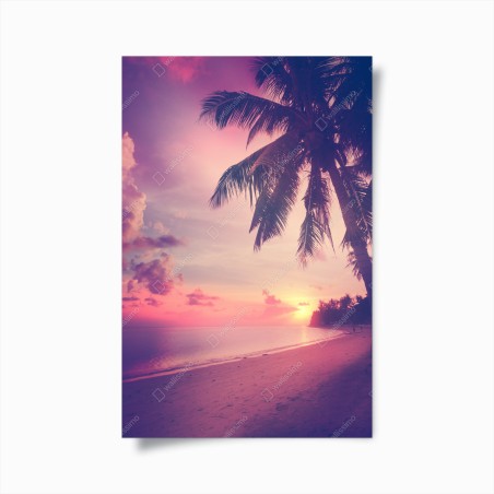 Plakat tropikalny zachód słońca na plaży – Wallissimo®