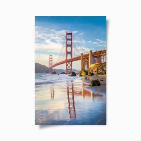 Plakat most Golden Gate odbicie na brzegu – Wallissimo®