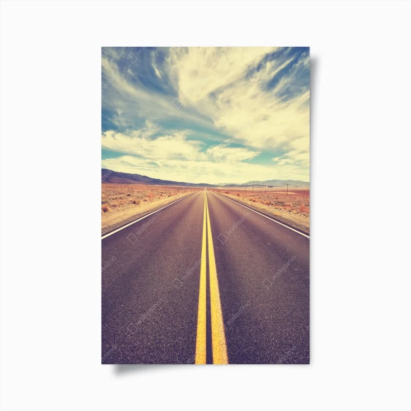 Plakat vintageowa droga przez pustynię, Dolina Śmierci