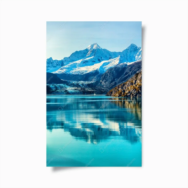 Plakat spokojne turkusowe jezioro górskie