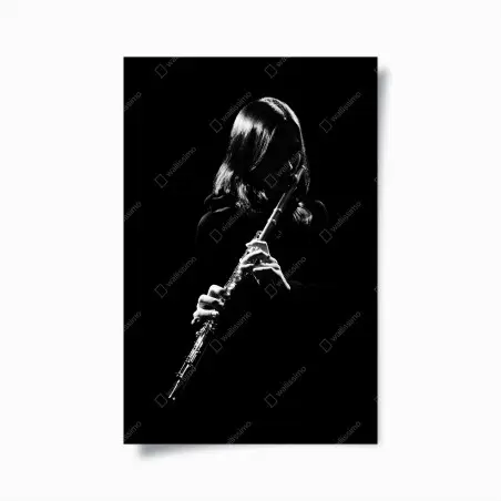 Plakat elegancka sylwetka flecistki – Wallissimo®