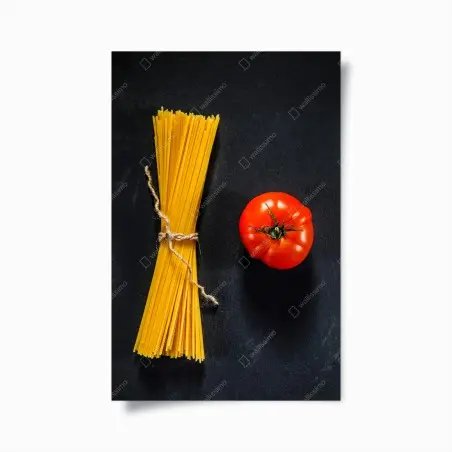 Plakat minimalistyczna kompozycja makaronu i pomidora – Wallissimo®