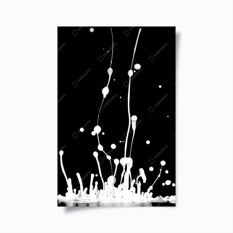 Plakat biały rozprysk na czarnym tle