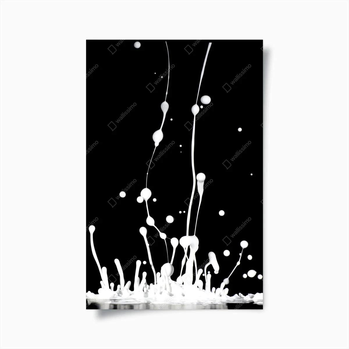 Plakat biały rozprysk na czarnym tle – Wallissimo® Plakat biały rozprysk na czarnym tle – Wallissimo®