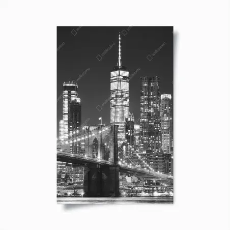 Plakat most Brooklyński i panorama Manhattanu nocą – Wallissimo®