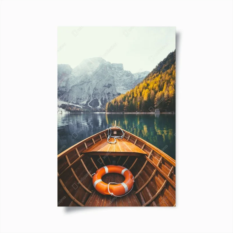 Plakat wschód słońca nad Lago di Braies