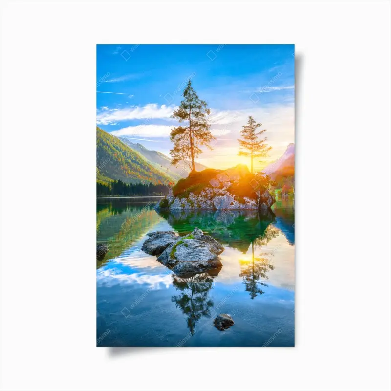 Plakat zachód słońca nad Hintersee