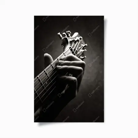 Plakat zbliżenie dłoni gitarzysty na gryfie – Wallissimo®