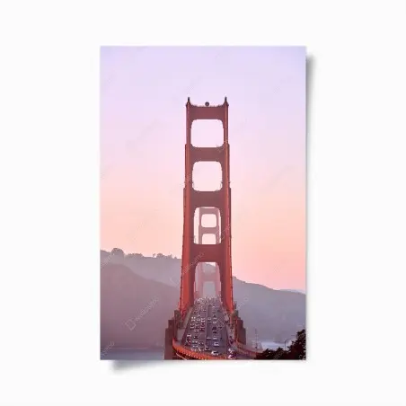 Plakat Golden Gate o pastelowym zachodzie słońca – Wallissimo®