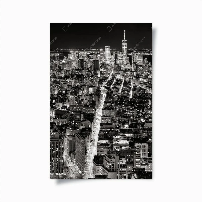 Plakat monochromatyczna panorama miasta nocą – Wallissimo®