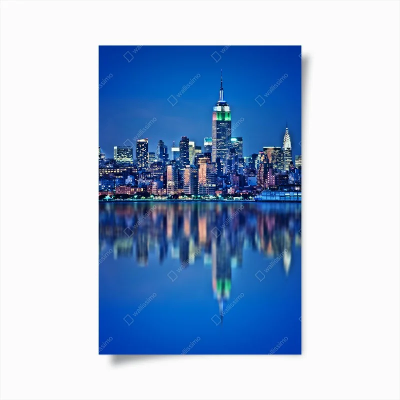 Plakat Nowy Jork nocna panorama z odbiciem