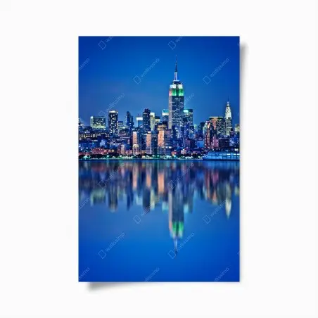 Plakat Nowy Jork nocna panorama z odbiciem – Wallissimo®