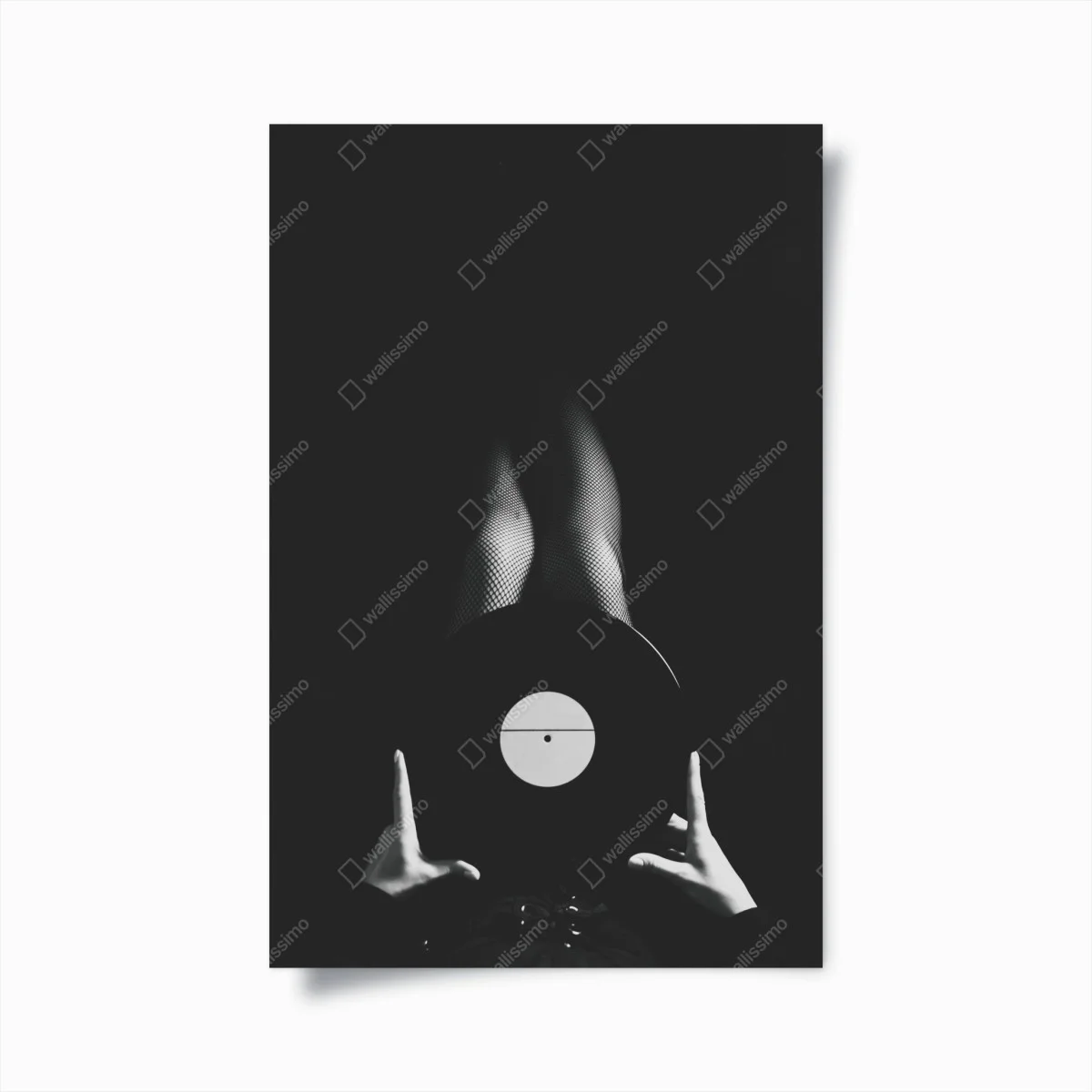 Plakat płyta winylowa i nogi w kabaretkach – Wallissimo® Plakat płyta winylowa i nogi w kabaretkach – Wallissimo®